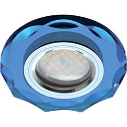 Ecola MR16 DL1653 GU5.3 Glass Стекло Круг с вогнутыми гранями Голубой / Хром 25x90 (кd74) FL1653EFF - фото 4531