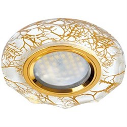 Ecola MR16 DL1653 GU5.3 Glass Стекло Круг с вогнутыми гранями Золото на белом / Золото 25x90 (кd74) FW1653EFF - фото 4533