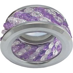 Ecola MR16 DL1655 GU5.3 встр. круглый с хруст.(3 ряда) и ободком - Прозрачный и Аметист/ Хром 63x85 (кd74) FP1655EFF - фото 4552