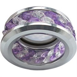 Ecola MR16 DL1656 GU5.3 встр. круглый с хруст.(2 ряда) и ободком - Прозрачный и Аметист/ Хром 54x85 (кd74) FP1656EFF - фото 4556