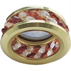 Ecola MR16 DL1656 GU5.3 встр. круглый с хруст.(2 ряда) и ободком - Прозрачный и Янтарь/ Золото 54x85 (кd74) FA1656EFF - фото 4557