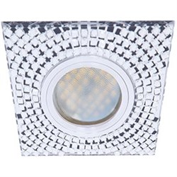 Ecola MR16 DL1658 GU5.3 Glass Стекло Квадрат с  прозр.  мозаикой/фон зерк./центр.часть хром 28x95x95 FC16SGECB - фото 4558