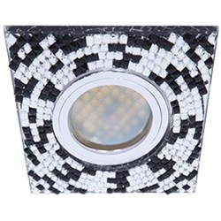 Ecola MR16 DL1658 GU5.3 Glass Стекло Квадрат с  прозр.-черной мозаикой/фон зерк../центр.часть хром 28x95x95 FU16SGECB - фото 4559