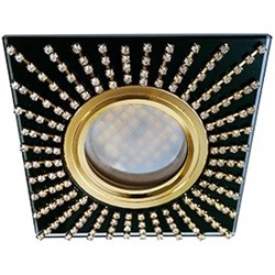 Ecola MR16 DL1659 GU5.3 Glass Стекло Квадрат с прозр.стразами (оправа золото)/фон черный./центр.часть золото 30x95x95 FP16SGECB - фото 4562