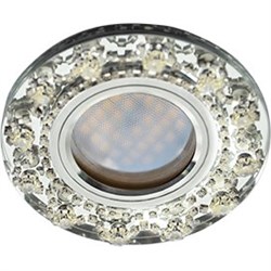 Ecola MR16 DL1660 GU5.3 Glass Стекло Круг с  прозрачными стразами Корона (оправа хром)/фон зерк./центр.часть хром 28x93 FW16RNECB - фото 4566