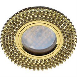 Ecola MR16 DL1662 GU5.3 Glass Стекло Круг с прозр.стразами (оправа золото)/фон зерк./центр.часть золото 25x93 FG16RGECB - фото 4574