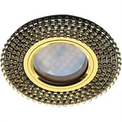 Ecola MR16 DL1662 GU5.3 Glass Стекло Круг с прозр.стразами (оправа золото)/фон черный./центр.часть золото 25x93 FP16RGECB - фото 4575