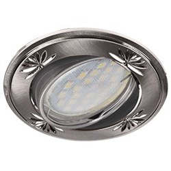 Ecola MR16 DL21 GU5.3 Светильник встр. литой поворотный искр.гравир. Четыре цветка Сатин Хром 23x84 FQ1615EFY - фото 4587