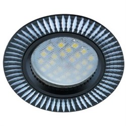 Ecola MR16 DL3182 GU5.3 Светильник встр. литой (скрытый крепеж лампы) Черный/Алюм Рифленые Реснички по кругу 23x78 (кd74) FB1608EFF - фото 4601