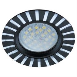 Ecola MR16 DL3183 GU5.3 Светильник встр. литой (скрытый крепеж лампы) Черный/Алюм Полоски по кругу 23x78 (кd74) FB1609EFF - фото 4605