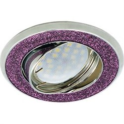Ecola MR16 DL39 GU5.3 Светильник встр. литой поворотный Круг под стеклом Фиолетовый блеск/Хром 23x88 FP1614EFY - фото 4622