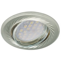 Ecola MR16 KL6A GU5.3 Светильник встр. литой поворотный искр.гравир. Листья по кругу Сатин-Хром/Хром 23x86 FN1616EFY - фото 4638