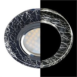 Ecola MR16 LD1650 GU5.3 Glass Стекло с подсветкой Круг Колотый лед на черном / Хром 25x95 (кd74) SE1650EFF - фото 4650