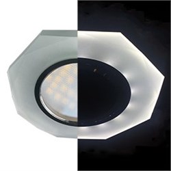 Ecola MR16 LD1652 GU5.3 Glass Стекло с подсветкой 8-угольник с прямыми гранями Матовый / Хром 25x90 (кd74) SL1652EFF - фото 4660
