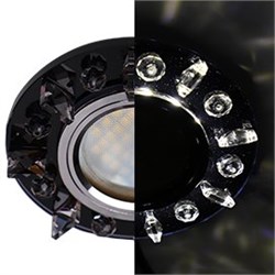 Ecola MR16 LD1661 GU5.3 Glass Стекло Круг с квадр. прозр. стразами с подсветкой/фон черн./центр.часть хром 42x95 SX16RNEFB - фото 4666