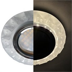Ecola MR16 LD1661 GU5.3 Glass Стекло Круг с крупными матовыми стразами Конус с подсветкой/фон мат./центр.часть хром 38x95 SN16RGEFB - фото 4667