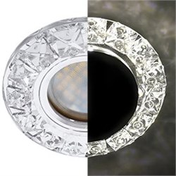 Ecola MR16 LD1661 GU5.3 Glass Стекло Круг с крупными прозр. стразами Конус с подсветкой/фон зерк./центр.часть хром 38x95 SK16RGEFB - фото 4668