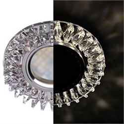 Ecola MR16 LD1661 GU5.3 Glass Стекло Круг с прозр. стразами Гребенка с подсветкой/фон зерк./центр.часть хром 42x95 SK16RCEFB - фото 4671