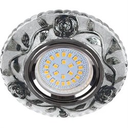 Ecola MR16 LD7071 GU5.3 Светильник встр. искристый с подсветкой "Розы" Прозрачный и Черный / Хром 25x95 FK16CREFB - фото 4691