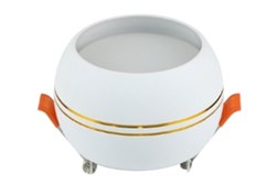 Ecola GX53 SP5376 светильник встраив. Спот Сфера углубленный Белый матовый с золотыми полосками 90х73 (к+) SR536WECB - фото 4863
