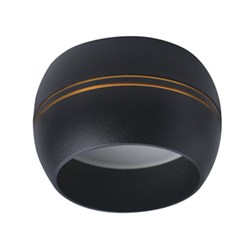 Ecola GX53 SP5395 светильник накладной Спот Сфера углубленный Черный матовый с золотыми полосками 90х52 SS535BECB - фото 4871