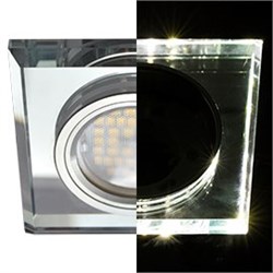 Ecola MR16 LD1651 GU5.3 Glass Стекло с подсветкой Квадрат скошенный край Хром / Хром 25x90x90 (кd74) SC1651EFF - фото 4882