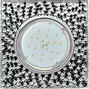 Ecola GX53 H4 5320 Glass Квадрат с  прозр.-черной мозаикой/фон зерк../центр.часть хром 40x123x123 (к+) FU53SGECB