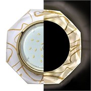 Ecola GX53 H4 LD5312 Glass Стекло 8-угольник с прямыми гранями с подсветкой  золото - золото на белом 38x128 (к+) SG538AECH