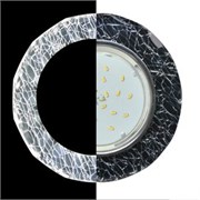 Ecola GX53 H4 LD5313 Glass Стекло Круг с вогнутыми гранями с подсветкой  хром - колотый лед на черном 38x126 (к+) SE53RCECH