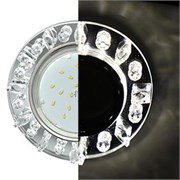 Ecola GX53 H4 LD5361 Glass Круг с квадр. прозр. стразами с подсветкой/фон зерк./центр.часть хром 52x120 (к+) SK53RNEFB