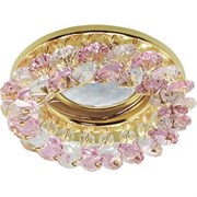 Ecola MR16 CD4141 GU5.3 Светильник встр. круглый с хрусталиками Прозрачный и Розовый/Золото 50x90 (кd74) FF1618EFY