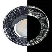 Ecola MR16 LD1650 GU5.3 Glass Стекло с подсветкой Круг Колотый лед на черном / Хром 25x95 (кd74) SE1650EFF