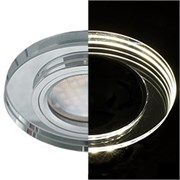 Ecola MR16 LD1650 GU5.3 Glass Стекло с подсветкой Круг Хром / Хром 25x95 (кd74) SC1650EFF