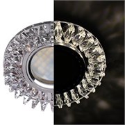 Ecola MR16 LD1661 GU5.3 Glass Стекло Круг с прозр. стразами Гребенка с подсветкой/фон зерк./центр.часть хром 42x95 SK16RCEFB